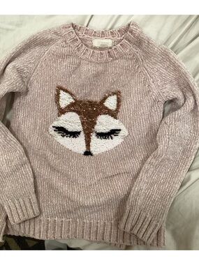 btween Blush Pink Chenille Fox Face Sweater